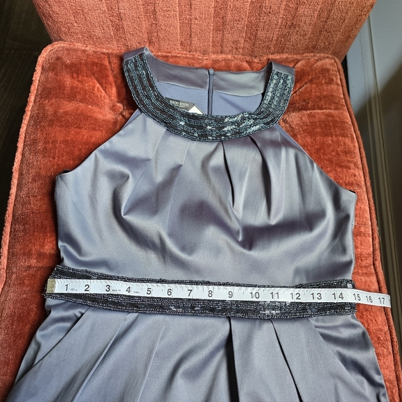 NWT Bisou Bisou Jeweled Neckline Halter Dress Gray Satin Sz. 8 - Picture 13 of 17